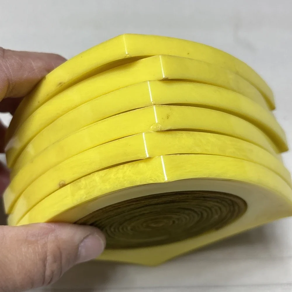 Vintage MCM Mid Century Set of 6 Plastic Drink Coasters Yellow